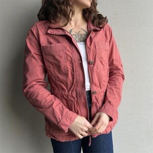 L.L.Bean Mauve Utility Jacket Medium Field Coat Safari Style Lightweight Spring